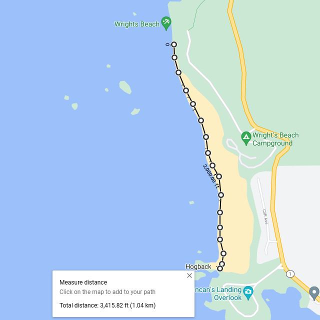 Wrights Beach Distance Map