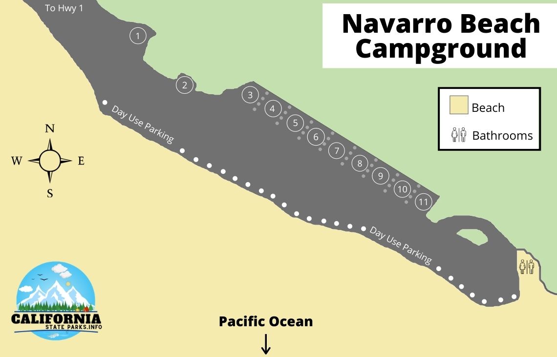 Navarro Beach Campground Map Closeup