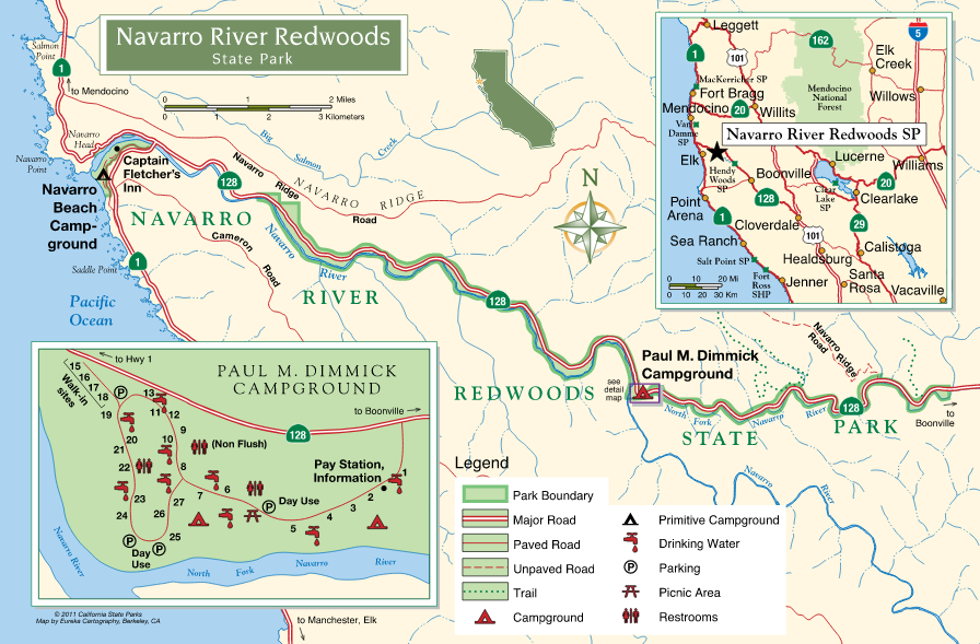 Navarro River Redwoods State Park Map