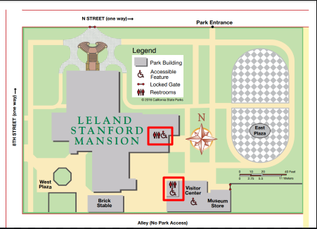 Leland Stanford Mansion Restroom Locations