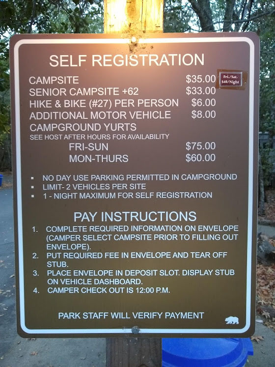Napa Valley State Park Self Registration Fees